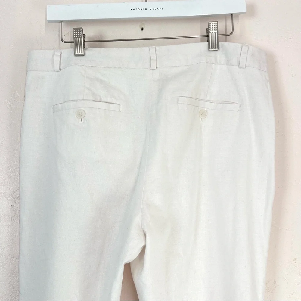 Banana Republic Women’s Avery Linen White Tapered Ankle Pants Size 12 EUC